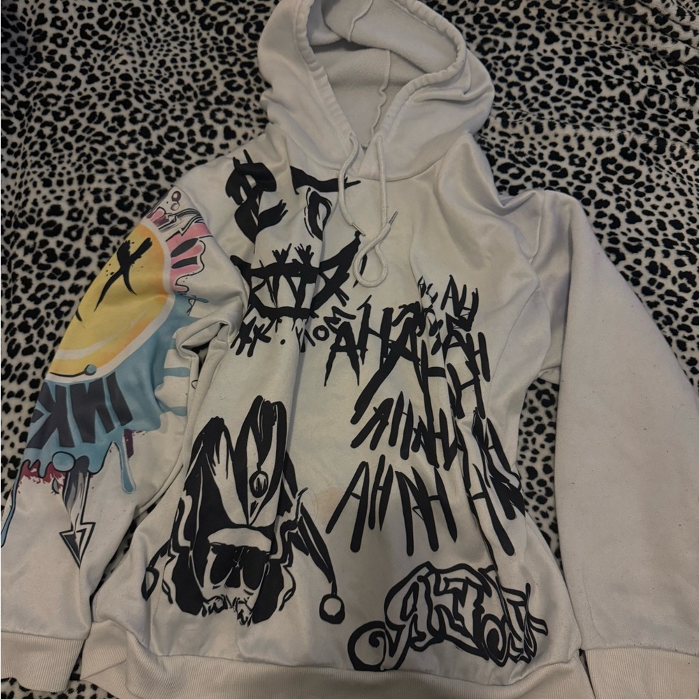 White Hoodie with Bold Graphic Design